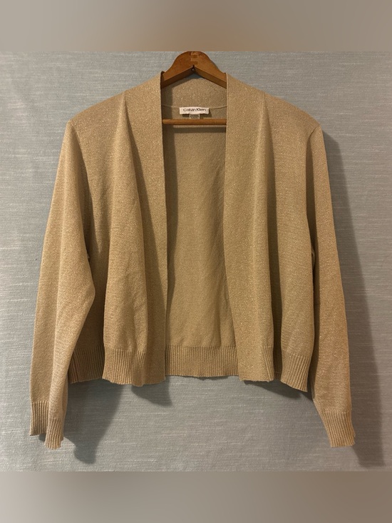 Calvin Klein Sweaters - Calvin Klein Open Cardigan/Shrug Long Sleeve Gold Metallic Women’s Sz XL